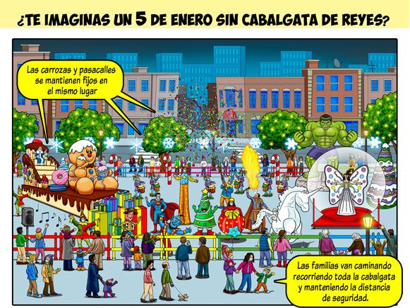 Distribución de carrozas estáticas para Navidad.