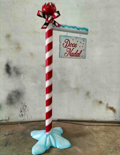 Bastón de navidad con cartel de poliurea