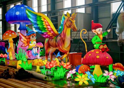 Escena figuras de seda y luz Sueños